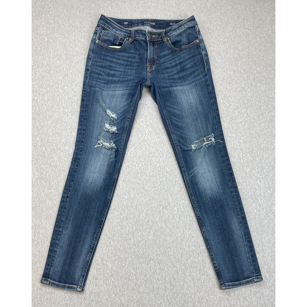 Vigoss Jeans‎ Womens 27 Blue Cotton Blend Stretch Jagger Skinny Distressed